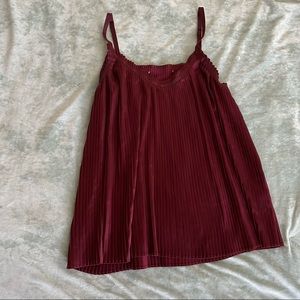 Maroon pleated Tank Top